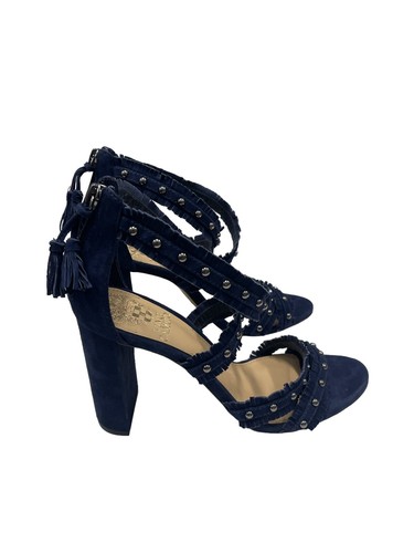 Vince Camuto Bevveyn Blue Suede Studded Ankle Strap Heels Size 6 M - Picture 6 of 9
