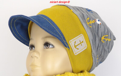 niciart design  SCHIRMMÜTZE gefüttert SCHIRM BEANIE wahlw Loop /Wickelschal Möwe
