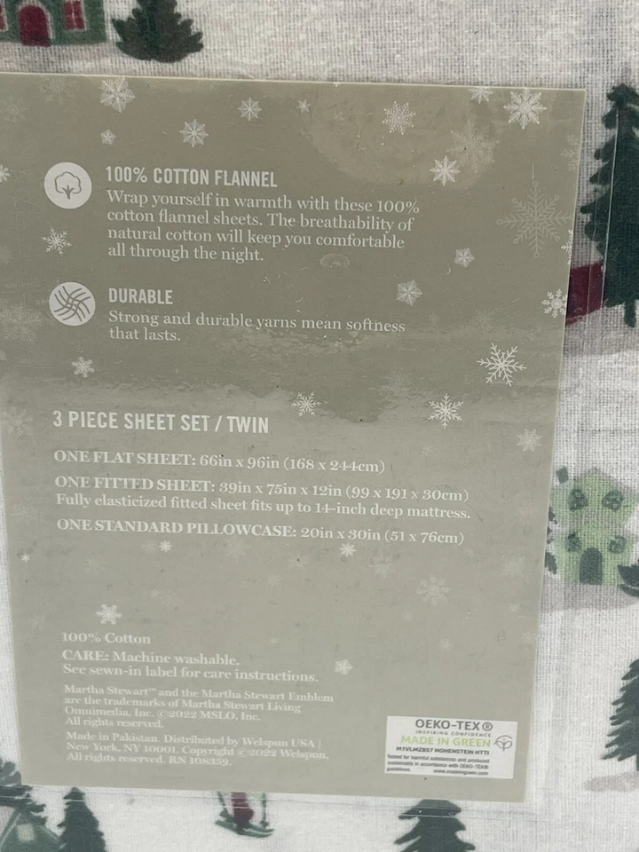 Martha Stewart Twin Sheet set Christmas Trees Houses Truck Cotton Flannel - Image 4 of 4