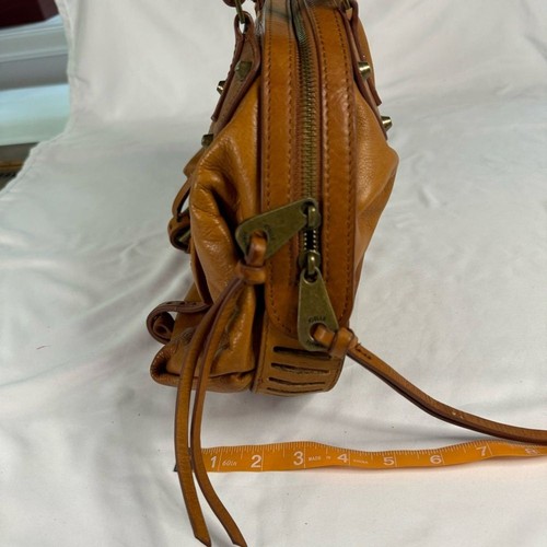 Joelle Hawkens camelbraun Leder Medium Satchel Handtasche Reißverschluss Boho - Bild 11 von 12
