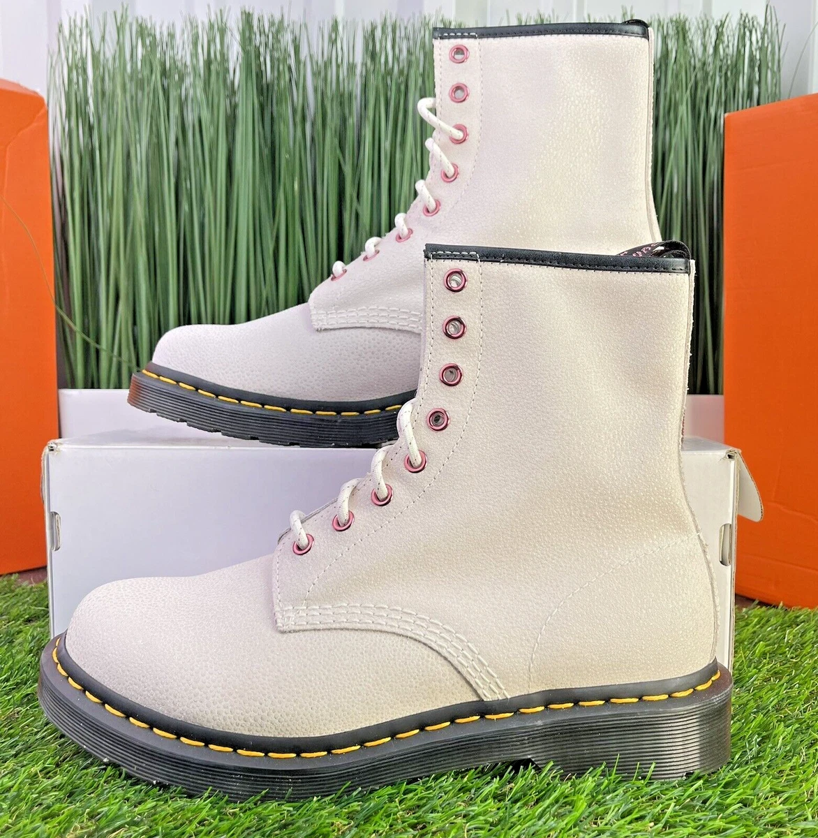 Dr. Martens White Bejewelled White Pink Women Boots 1460 Size 10