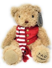 FAO Schwartz Anniversary Teddy Bear Plush 12" 2018 Gift Puffer Vest Scarf New