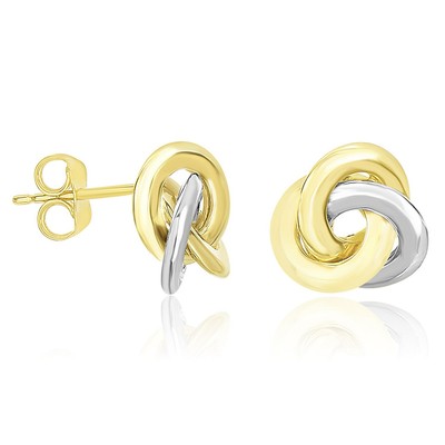 Damen-Ohrstecker 14 Karat bicolor Gold 0,43 Zoll verschlungen offener Kreis