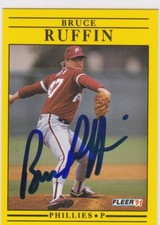 1991 Fleer #411 Bruce Ruffin Phillies Signed IP Auto Free Shipping!