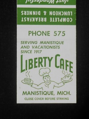1960s Liberty Cafe Since 1917 Luncheon Bar-B-Q Pizza by Angelo Manistique MI MB