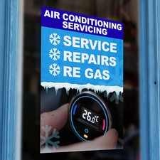 Air Conditioning Service Re Gas Printed Vinyl Wall Window Sign Business Workshop