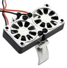 Aluminum 30mm DUAL Twin Turbo Cooling Fans SILVER FOR Traxxas Velineon 3500