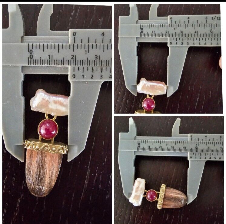 Vintage Large Solid 14K Gold Ruby Rutilated Quart… - image 16