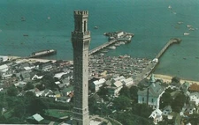 Aerial View Of Pilgrim Monument Provincetown Cape Cod MA Chrome  Postcard