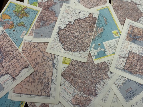 10 Pieces Random World Vintage Maps Crafts Scrapbook Paper Junk Journal #2201
