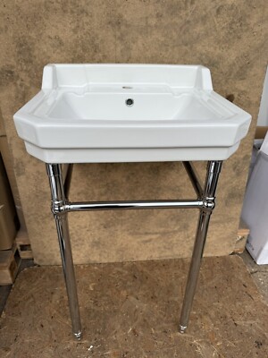 Traditionelles 560 mm Bad Waschtisch Chrom Waschtisch freistehend Roca 1 Hahnloch