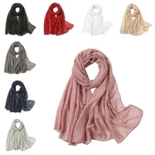 Women Chiffon Mesh Gold Stars Scarf Shawl Wrap Summer Thin Breathable Headscarf