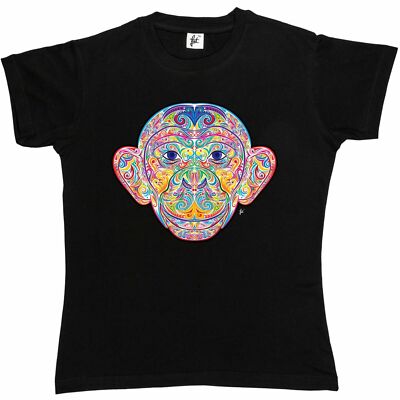 Indischer Stil verziert lächelnder Affe Damen Boyfriend Fit T-Shirt