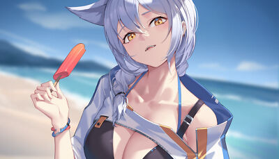 Anime girls nian artwork arknights provence beach ice Playmat Game Mat Desk