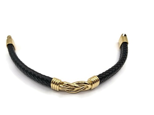 Hombres Símbolo Infinito Pulsera de Cuero, Siempre Uniones Pulsera, Trenzado Oro - Imagen 6 de 6