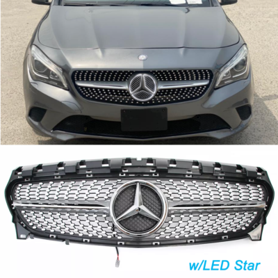 #ad Front Grille For 2013 2019 Mercedes Benz W117 CLA200 CLA250 CLA180 w LED Emblem $75.30
