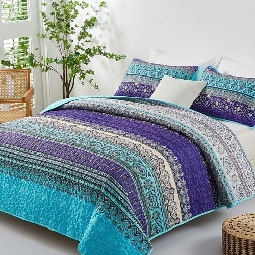 Lightweight All-Season Boho Quilt Twin Set with Pillow Sham - Cozy Comfort - Picture 4 of 9