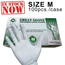 Great Glove Latex Gloves, White, Powder-Free S M L Case/ 1000 Pcs
