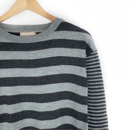 Banana Republic Gray Stripe 100% Merino Wool Sweater Academia, Size Small - Picture 4 of 5
