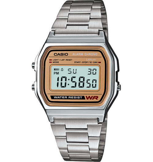 Casio Classic Men's Quartz Digital Gold-Tone Face Bracelet 33mm Watch A158WEA-9