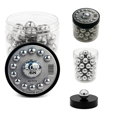 A.C.I.L. 40 x bolas de aluminio sólidas reutilizables bolas de pintura 7,1 gramos Cal 0,68 f t4e