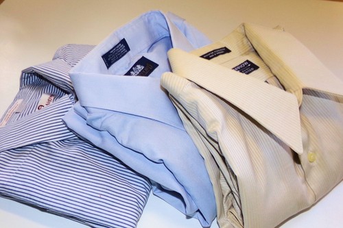 Mixed Lot/3 Men's Dress Shirt Long Sleeve Beige Stripe Blue Stripe & Solid - Picture 23 of 23