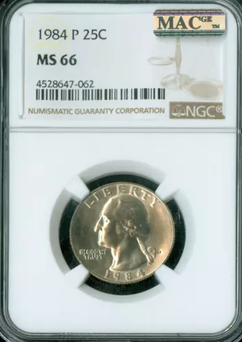 1984 P QUARTER NGC MS66 PQ 2ND FINEST GRADED MAC SPOTLESS *