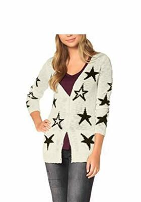 Strickjacke mit Sternenmuster Damen von AJC - Weiß Gr. 32/34 NEU