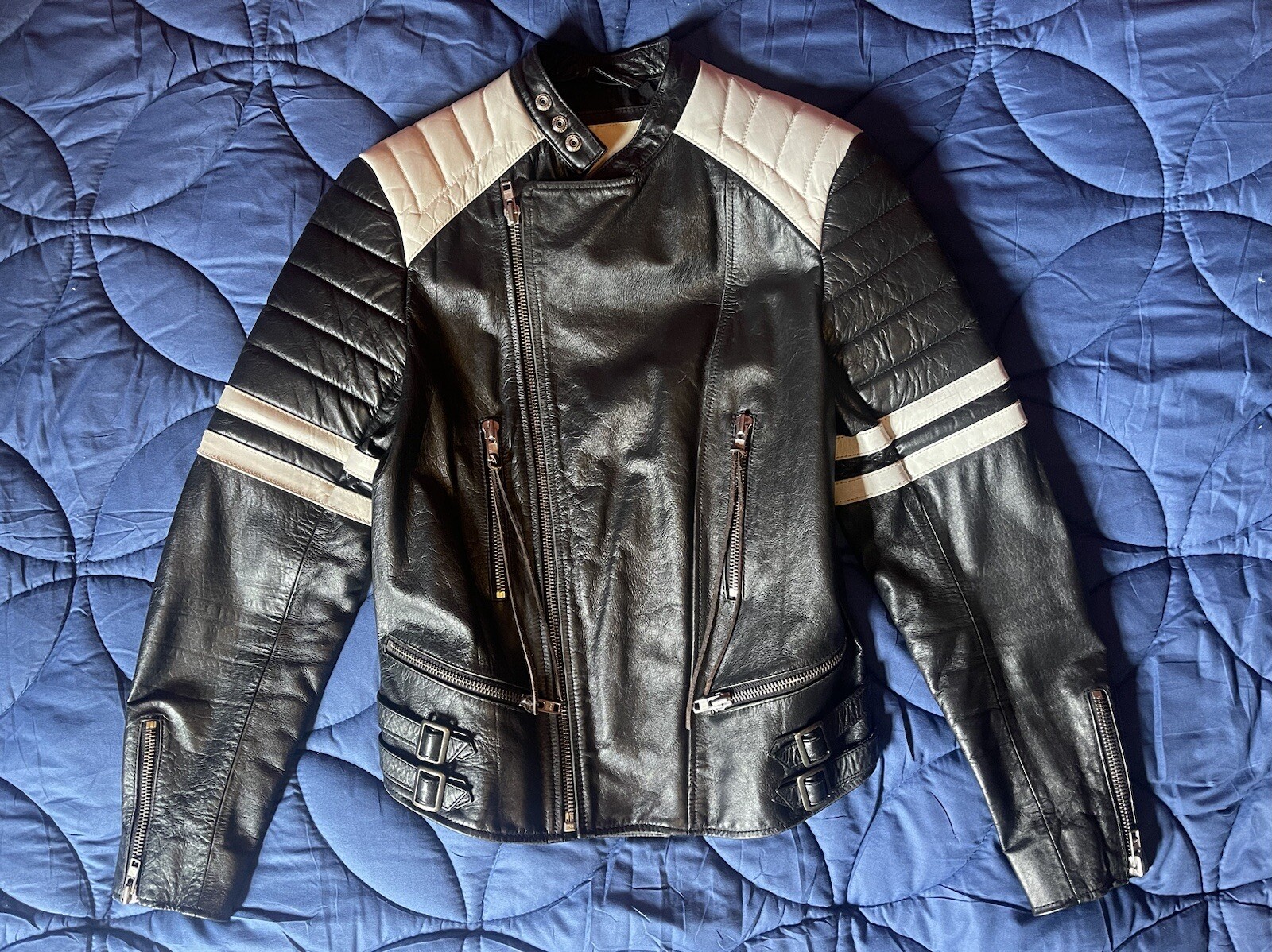 Ralph Lauren - Denim & Supply Leather Jacket (Black/White, Men’s Small).