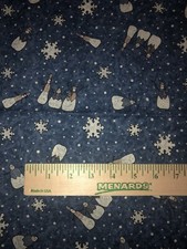 Snowmen with Snow Flakes FABRIC 18" x 21" Fat Quarter CUTE New