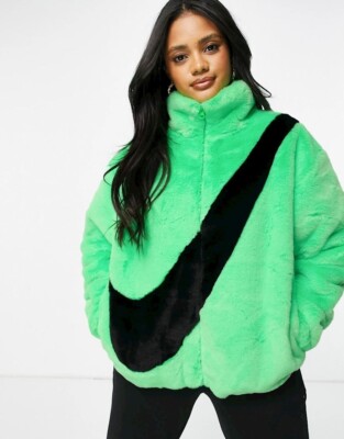 NIKE KUNSTFELLJACKE GR. M (CU6558 328) GRÜN / SCHWARZ