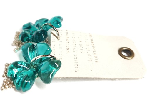 Anthropologie Large Resin Flower Earrings Blue Multi Silvertone Plated Brass NWT - Picture 10 of 13