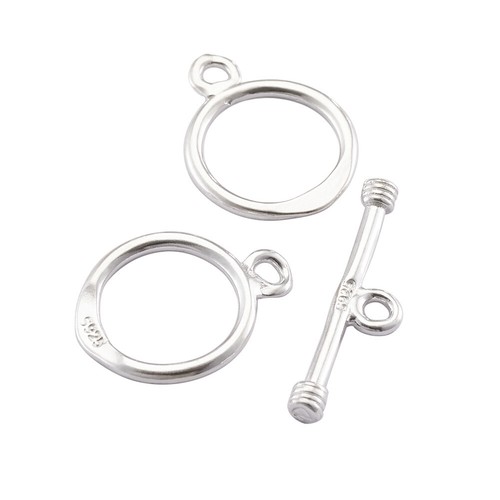 10Set Sterling Silver Toggle Clasps Ring Bracelet Connector Craft Jewelry Making - Picture 5 of 8
