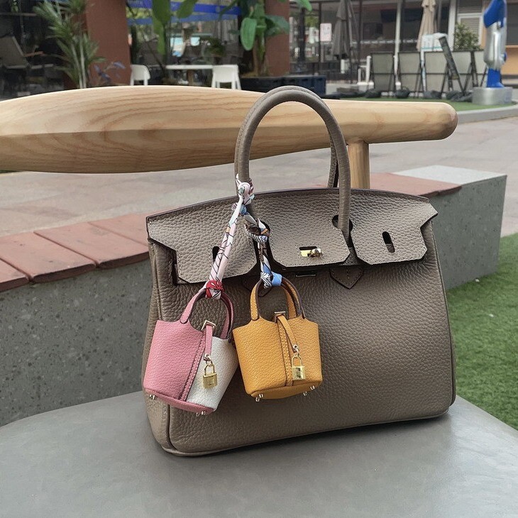 Mini Women Girl Leather Handbag Keychain Coin Purse Car Bag Charm for AirPodDs