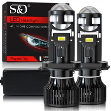 2X LHD H4 Bi-LED Projector Lens Hi/Lo Headlight Mini Bulbs 120W 90000Lm Retrofit