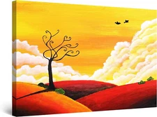 Abstract Tree Painting 90x60cm Framed Premium Quality Wall Art Print