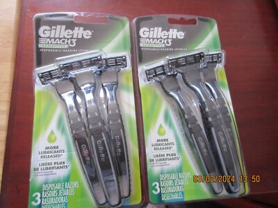 6 Gillette MACH3 Sensitive 3-Blade Disposable Razors