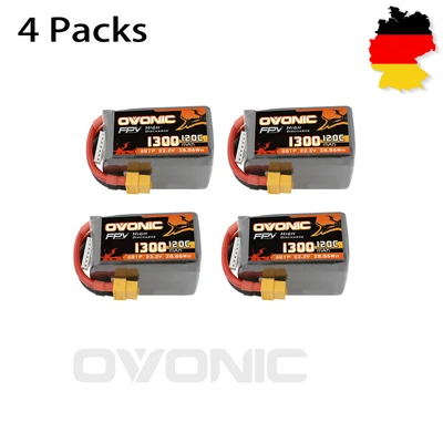 4X Ovonic 1300mAh 6S LiPo Akku 22.2V 120C XT60 für GEPRC MARK5 O4 Pro FPV Quad