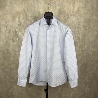 ETRO Milano Men's Light Blue Paisley Cotton Dress Shirt Size 39 / 15.5 Italy