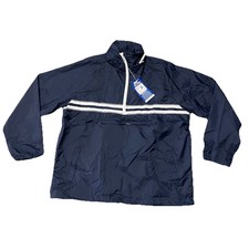 NOS Vintage ASICS TIGER Windbreaker Mens L 1/2 Zip Pullover Track Navy Blue