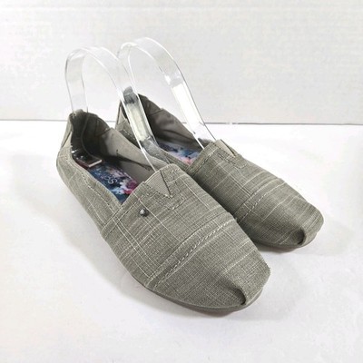 BOBS from SKECHERS Women's Linen Flats Size 8 Gray Silver