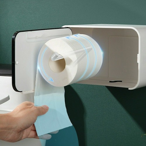 Toilet Shelf Wall Mount Waterproof Tissue Paper Holder Roll Holder Storage Box - Picture 2 of 9