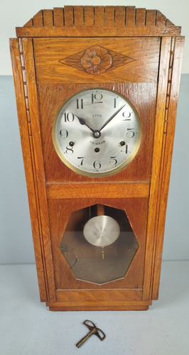 Carillon Pendule Horloge Murale GATIN LE MANS Balancier Clef Bois