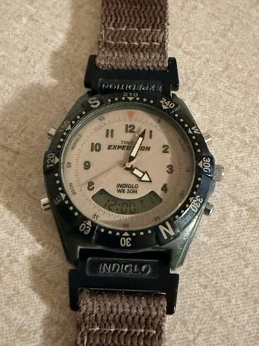Vintage Men’s Timex Expedition Indiglo Watch New Battery Running 39mm