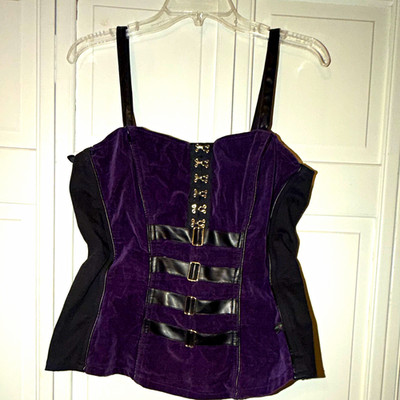 Vintage Tripp nyc purple velvet buckle bustier corset xL