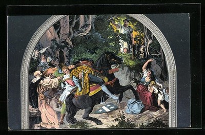 Artist postcard Gessler's death, Wilhelm Tell 