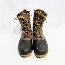 L.L. Bean VINTAGE Duck Hunting Boots, Mens 9M- Made In USA- Brown Leather