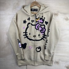 Hello Kitty Sanrio x Forever 21 Yellow Cream Hooded Full Zip HoodieSweatshirt