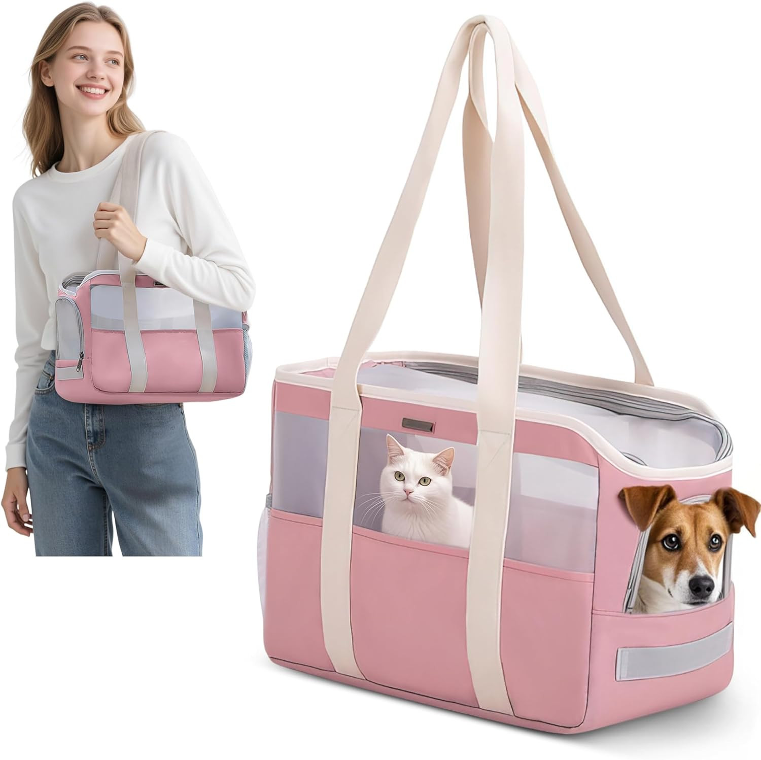 Borsa Trasporto Morbida per Cani E Gatti Piccoli, Tracolla Pieghevole Traspirant