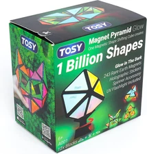 TOSY Magnet Pyramid Glow - 1 Cube Transforms into 1 Billion Shapes, 15 Pcs (12 P